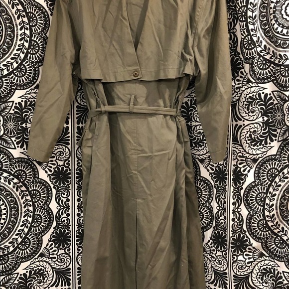 TOGETHER Women’s 16 Vintage Military Style Trench Coat Fatigue Green & Leather - Picture 5 of 9